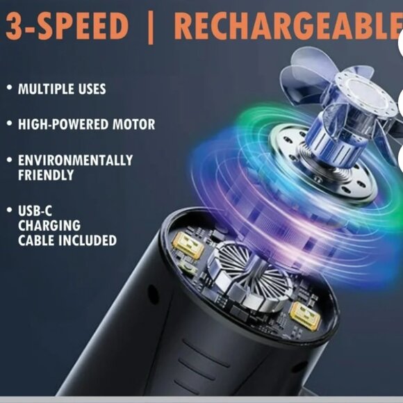 NEWHOUSE ELECTRIC CORDLESS COMPRESSED AIR DUSTER -RECHARGEABLE-3-SPEED-BLACK - Picture 8 of 11